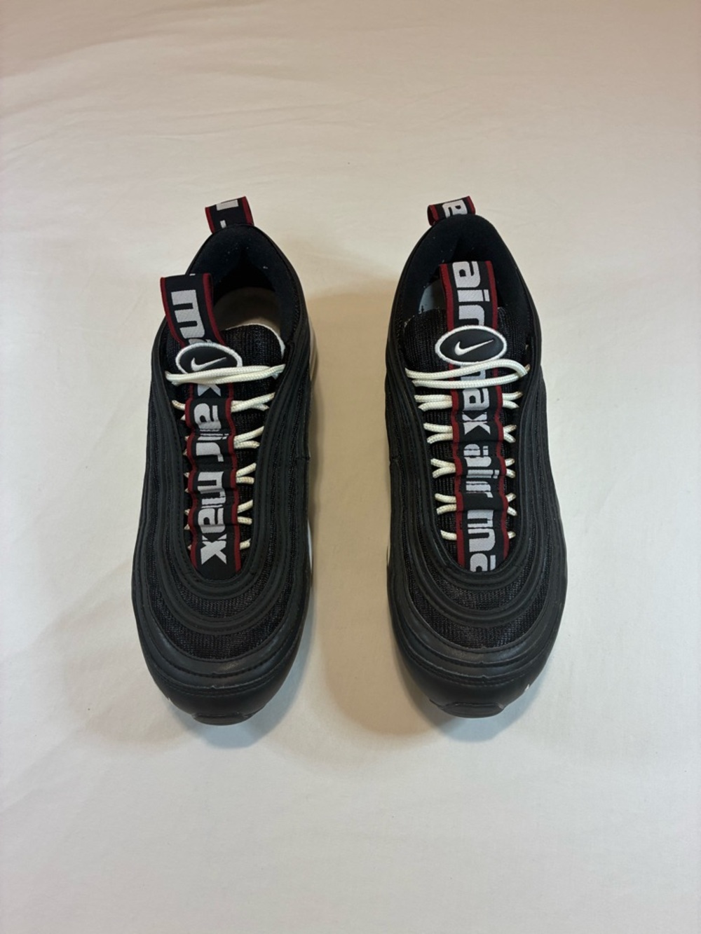 Nike Women’s Air Max 97 — Black/White with Burgundy Accents